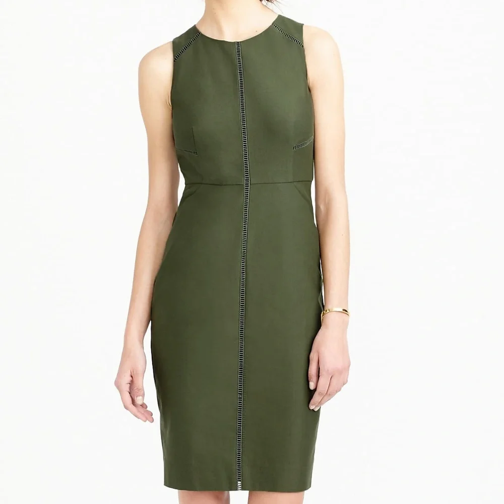 J CREW NEW Ladder Stitch Dress*Bi-Stretch Cotton *FIRM PRICE* - Picture 3 of 9